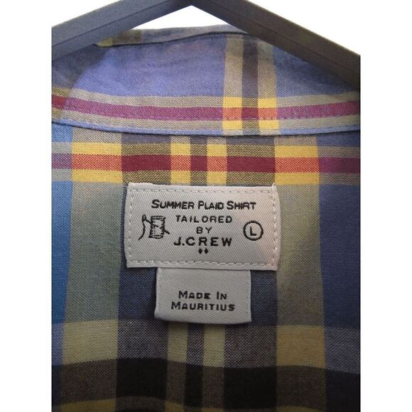 J. Crew Summer Plaid Button Up Shirt Sz L - Picture 3 of 4